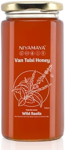 NIYAMAYA Van Tulsi Honey 500gm Jar | Pure Unprocessed Natural Shahad HoneyTulsi (Holy Basil) flowers Honey No Adulteration