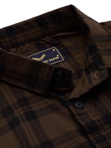 Image of Majestic Man Men Small Checkered Slim Fit Cotton Casual Shirt