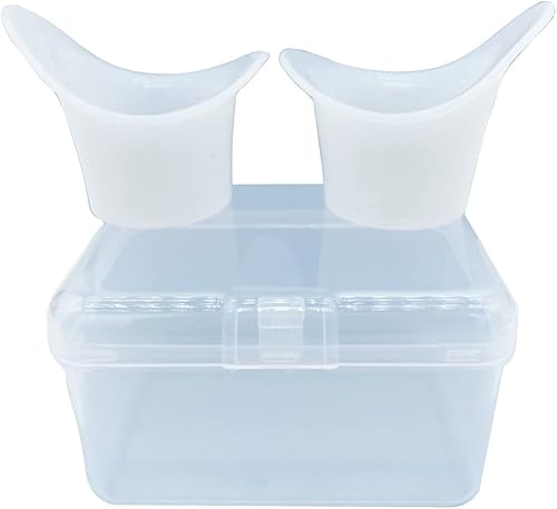 2 tazas de silicona para lavado de ojos para enjuague de ojos, limpieza con 1 recipiente de almacenamiento