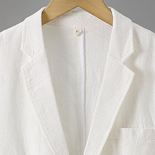 Men's Slim Fit Linen Jacket Lightweight 2 Button Blazer Coat Casual Notched Lapel Suit Jacket2