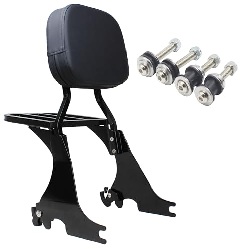 YHMOTO Motorrad Abnehmbare Beifahrer-Rückenlehne Sissy Bar & Gepäckträger mit Docking-Hardware-Kits für Harley Sportster XL 883 1200 2004-2024 (Schwarz)