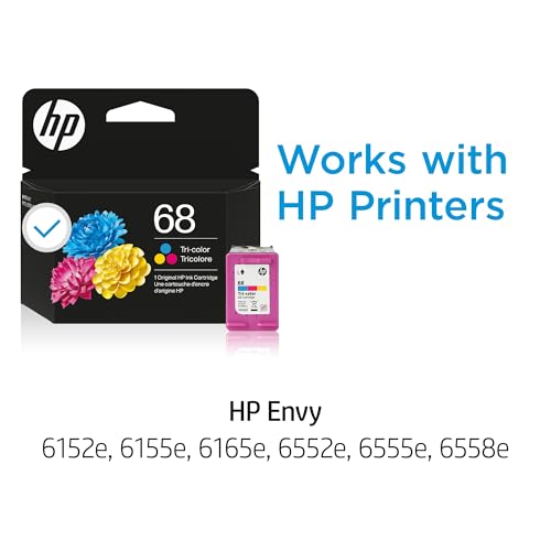 Image of HP 68 Tri-Color Ink Cartridge, Works Envy 6100e, 6500e Series, Eligible for Instant Ink, 7FP20TN, Packaging May Vary, (Pack of 2)