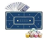 S.fields.inc ポーカーマット 8人用 ポーカーテーブル プレイマット 樹脂マット ゴム 40*80cm (ブルー)