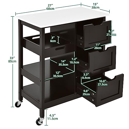 image for YITAHOME Small Solid Wood Top Kitchen Island Cart on Wheels with Stora