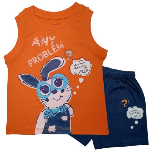 LuvLap Boys Sleeveless T-Shirt & Shorts Set, For Baby, Infants & Toddlers, Multicolour, 100% Cotton, Baby Boy Dress, Baby Boy Clothes, Kids Clothing, Pack Of 1, 18 to 24 months