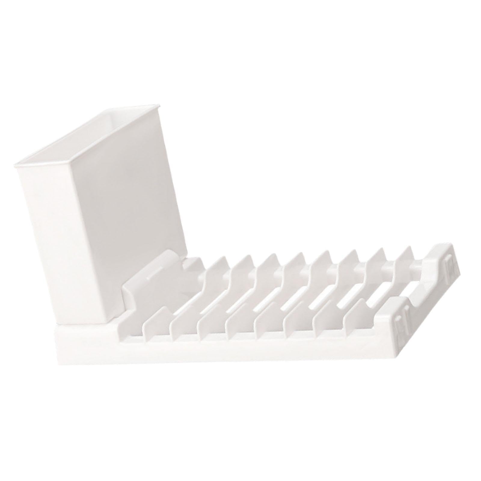 QLECXZI Dish Rack Large Capacity Organized Storage Solution Stylish Dish Drying Rack Kitchen Counter Foldable Space Saving Cup Holder Utensils Holder , white , 20.5x11x12cm