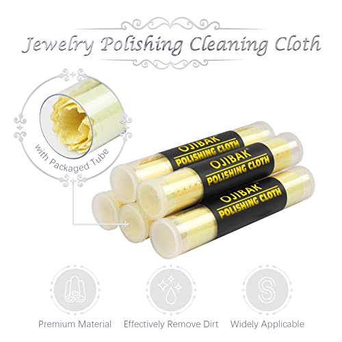 Ojibak 5 Jewelry Polishing Cloths Jewelry Cleaning Cloths Cleaner Tube Silver Brass Gold Copper Watches Silverware Polish Cloth Polishing Cloth For Jewelry With Package Tube #TOP2