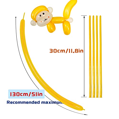 Image of Yellow 260 Long Skinny Twisting Animal Balloons, Rainbow Balloons for Animal Shapes Carnival Festival Party Supplies 100pcs