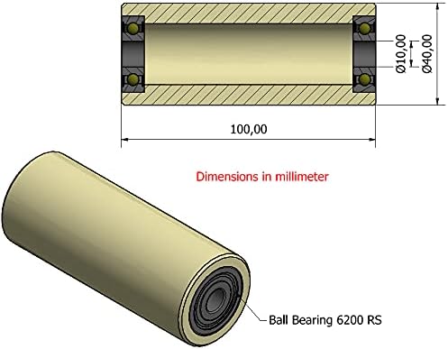 Miniatura 4 de Juego de 4 ruedas con rodamientos de bolas, ruedas de nylon y poliamida para transpaletas, ruedas para transpaletas 40-100-10, rodamientos
