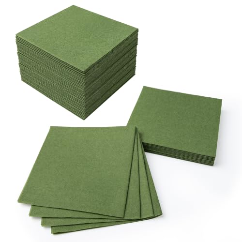 Linen-Like Cocktail Napkins 5" x 5" Disposable Beverage Napkins Premium Square Bar Napkins for Wedding, Party & Everyday Use- Green