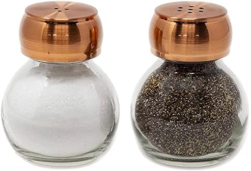 Olde Thompson 3" Orbit Salt & Pepper Shaker Set, Copper Top & Glass Globe Base