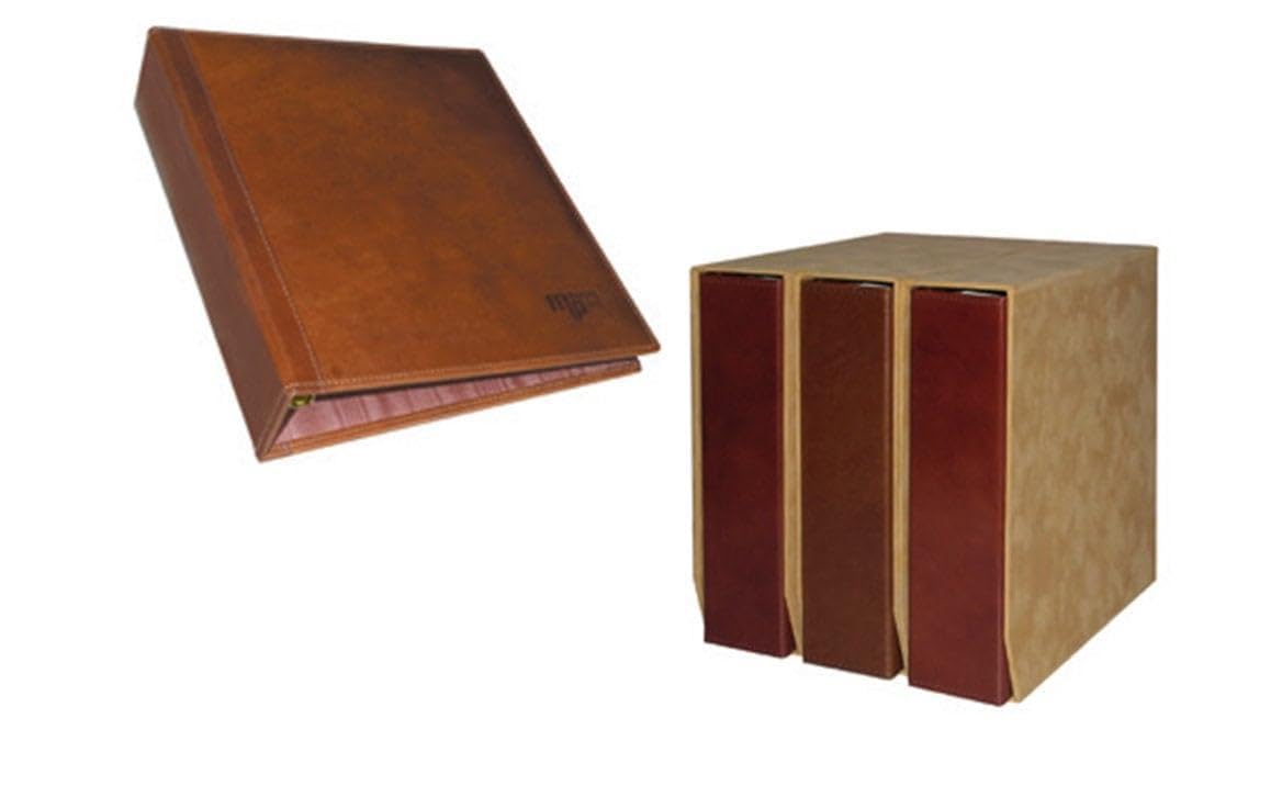 Coins&More Raccoglitore album per monete e banconote da collezione in vera pelle primo fiore, custodia in velluto, 40 inserti UNI, formato grande per collezionisti