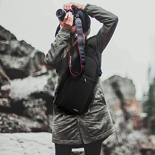 Caden Camera Bag Sling Backpack For Dslr/Slr Mirrorless Camera Waterproof, Camera Case Compatible For Sony Canon Nikon Camera And Lens Tripod Accessories Black #TOP5