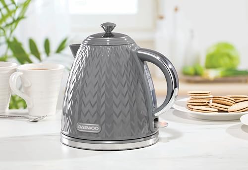 Daewoo Argyle Jug Kettle & 4 Slice Toaster Set, 1.7L 3KW Rapid Boil Stylish Textured Design, Removable Filter, Reheat & Defrost Functions, Perfect for Modern Kitchens, Grey - Image 2