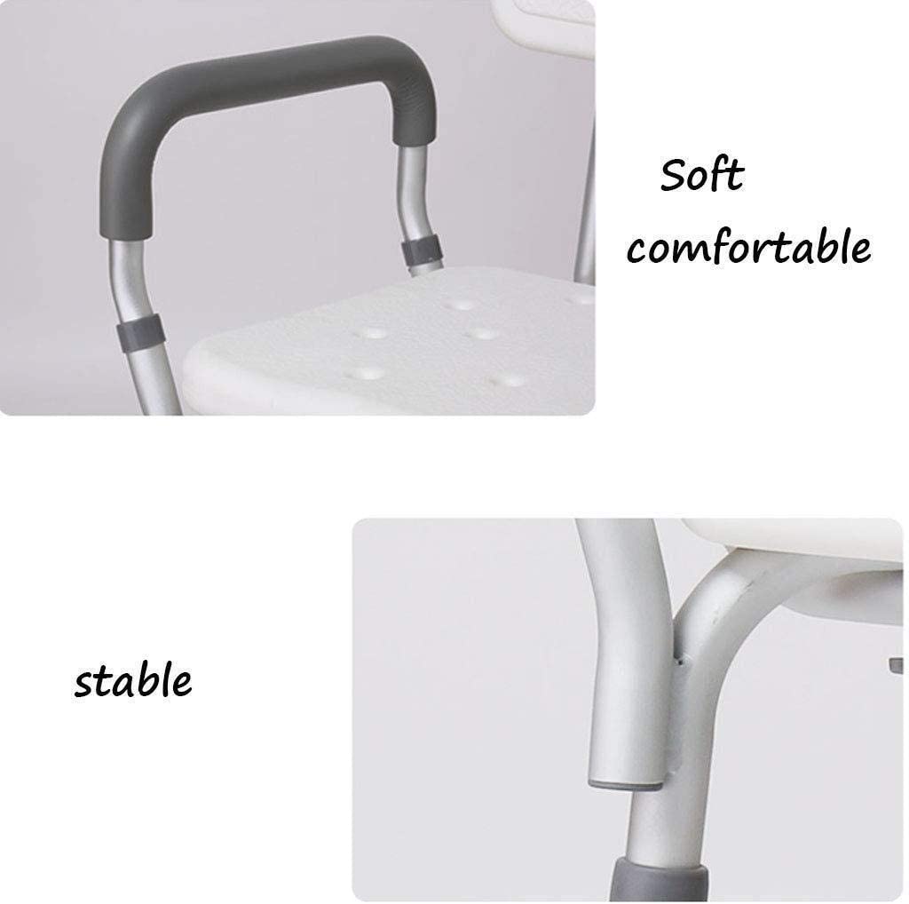 Taburete de Ducha Silla de baño con apoyabrazos Baño con apoyabrazos Aluminio Ligero Ajustable Antideslizante Almohada Embarazada Stock Blanco 200 Kg Taburete de Ducha, Taburete de