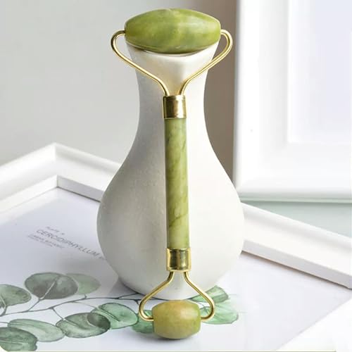 Rodillo de Masaje Facial de Cristal de Jade serpentino Natural, Herramienta de Masaje de Belleza Facial