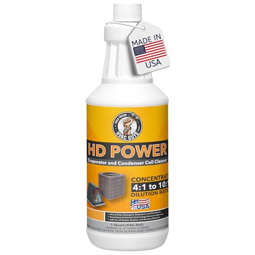 Leak Saver HD Power AC Coil Cleaner for All Condensers & Evaporators | No Rinse Evaporator Coil Cleaner | 4:1 to 10:1 Dilution Ratio - 1 Quart