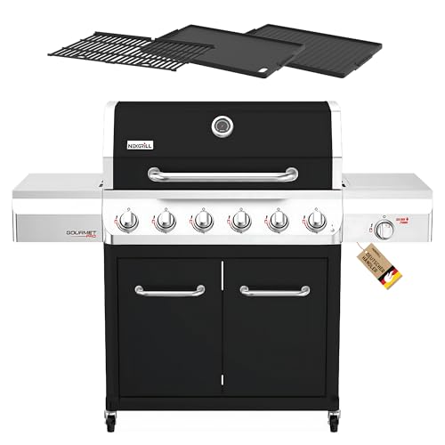 Nexgrill Gourmet Pro 6-Brenner Gasgrill mit Keramik-Seitenbrenner, Plancha Griddle-Max System, porzellanbeschichtetem Gusseisenrost & Edelstahlbrennern – Ideal für Garten, Balkon & BBQ-Events Nexgrill Gourmet Pro 6-Brenner Gasgrill mit Keramik-Seitenbrenner, Plancha Griddle-Max System, porzellanbeschichtetem Gusseisenrost & Edelstahlbrennern – Ideal für Garten, Balkon & BBQ-Events