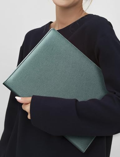 mymazn padfolio portfolio folder faux leather interview resume folder with document organizer amp business card holder letter-sized notepad legal pad holder for men women grey green