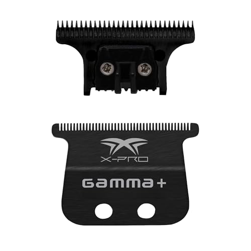 GAMMA+ Replacement X-Pro Fixed Black Diamond Carbon DLC Wide Hair Trimmer Blade with DLC The One Cutter Set