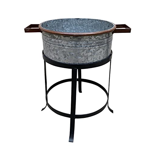 Rustic-Industrial-Tub-Planter-Set-with-Stand-Durable-Stylish-and-Space-Saving Rustic Industrial Tub Planter Set with Stand Durable Stylish and Space Saving