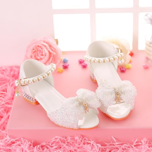 LongitudinalhorseSparkle Princess Sandals for Girls 3-12, Glitter Dress Shoes with Rhinestone Bowknots, Soft Soles Party Shoes for Toddler Kids Christmas Pageant Wedding Party4