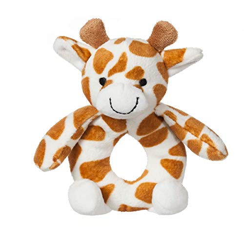 Apricot Lamb Baby Lovey Giraffe Soft Ring Rattle Toy, Plush Stuffed Animal for Newborn Soft Hand Grip Shaker Over 0 Months (Yellow Giraffe, 6 Inches)
