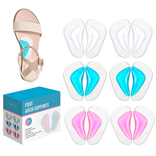 (12 Pieces) Arch Support Shoe Insert | Premium Flat Feet Arch Support for Foot Pain Relief from Plantar Fasciitis | Reusable and Washable High Arch Support Pads for Women and Men