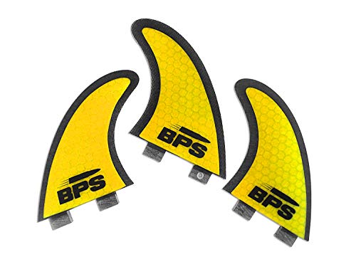 BPS Medium (G5) Fiberglass Surfboard Fins - Yellow