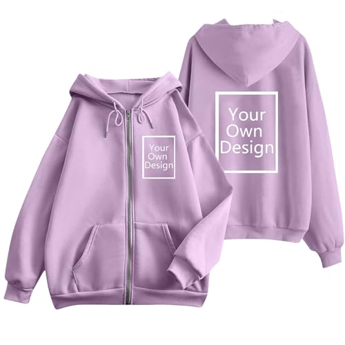 Image of Custom Jackets Design Your Own Full Zipper Hooded Sweatshirt Custom Sweatshirt T Shirts Add Your Own Text or Picture