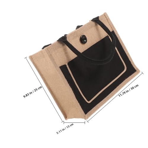 Bolsa grande de yute para supermercado y playa con asas resistentes 4