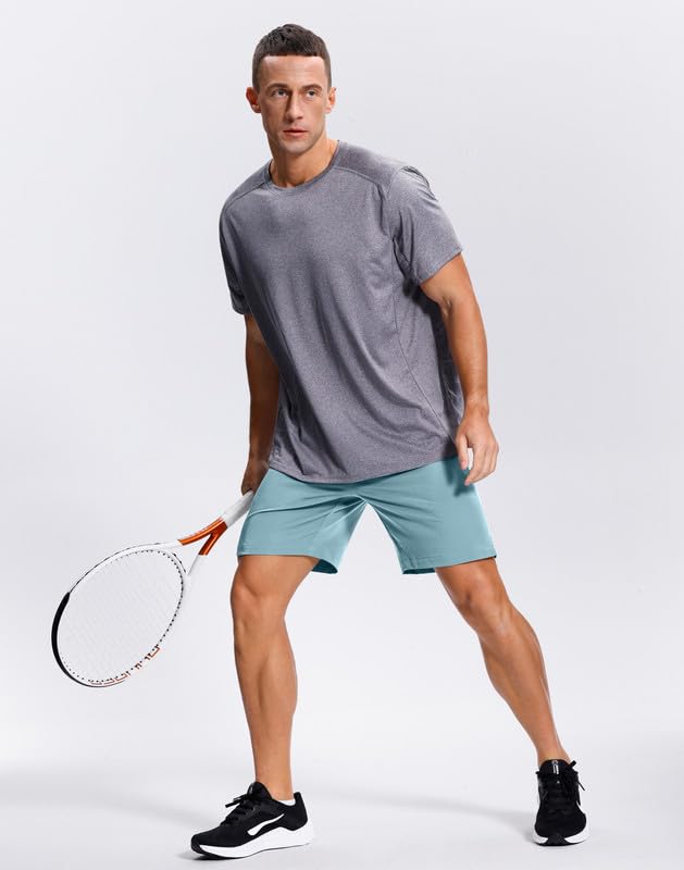 Image of GGJ Men's Lightweight Athletic Shorts with 2 Zipper Pockets 7 inch /9 inch /5 inch Gym Workout Running Quick Dry Tennis Shorts for Men