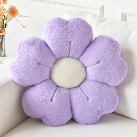 Ddliury Flower Pillow, Flower Shaped Pillow Decorative Throw Pillows for Bed Couch, Cute Daisy Pillow Dorm Decor Floor Seating Cushion (Light Purple, 19.6 Inches) Cover