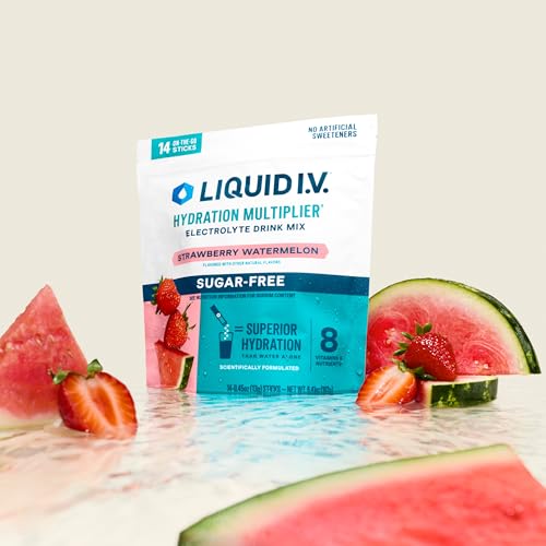 Image of Liquid I.V. Hydration Multiplier Sugar-Free - Strawberry Watermelon | Electrolyte Powder Drink Mix | 1 Pack (14 Servings)