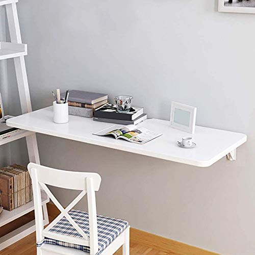 Table Murale Pliante Bureau Pliant de Table à Manger Blanc LUNEZY - 3