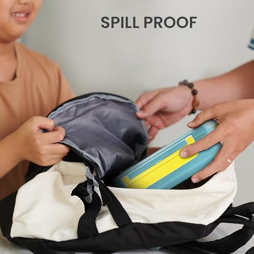 Image of MILTON Big Candy Tiffin Lunch Box for Kids Boys & Girls with Leak-Proof Inner Container| Food Grade,BPA Free,Compact & Durable Snacks Box for Kids I Plastic Spoon & Fork, 830 ml, Sky Blue