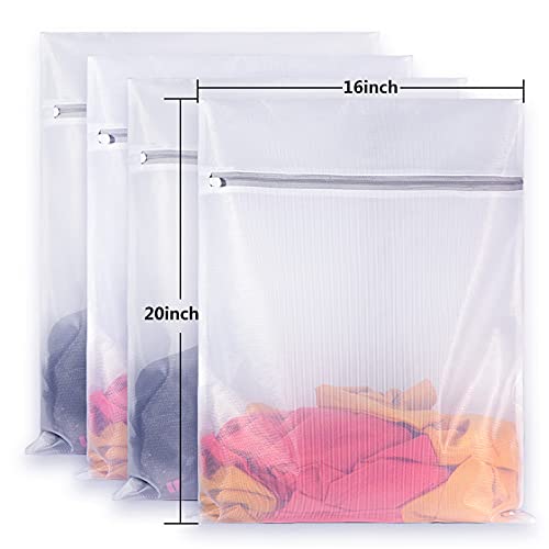 Fine Mesh Wash Bag For Washing Machine-Supper Zipper Net Laundry Bag For Travel,Lingerie,Sweater,Garment,Undergarment (4 Fine Mesh) #TOP1