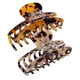 COLLBATH 2 Stück Große Haarklammern Leopard Muster Acetat Krallenspangen für Dickes Haar Haarschmuck Damen Alltag Badezimmer Küche Geschenkidee