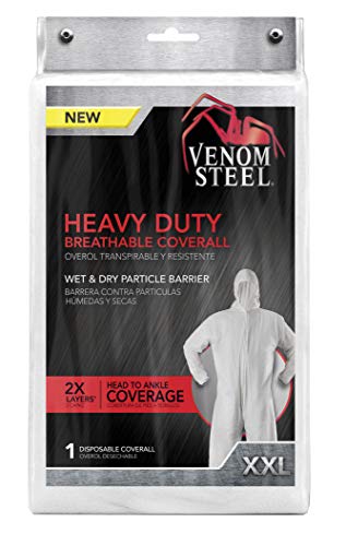 Image of Venom Steel Disposable Heavy Duty Coverall, Hooded with Elastic Wrist and Ankles, 2XL Size, White