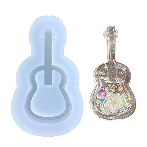 Moldes de resina de silicona para guitarra, molde de resina epoxi para hacer joyas, colgante para llavero, adorno para decoración del hogar