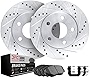 Dynamic Friction Company Front Brake Rotors-Drilled and Slotted-Silver with 3000 Series Ceramic Brake Pads includes Hardware 7312-42039