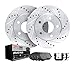 Front - Dynamic Friction Company Brake Rotors-Drill/Slot-Silver with Ceramic Brake Pads and Hardware Kit 7312-27052