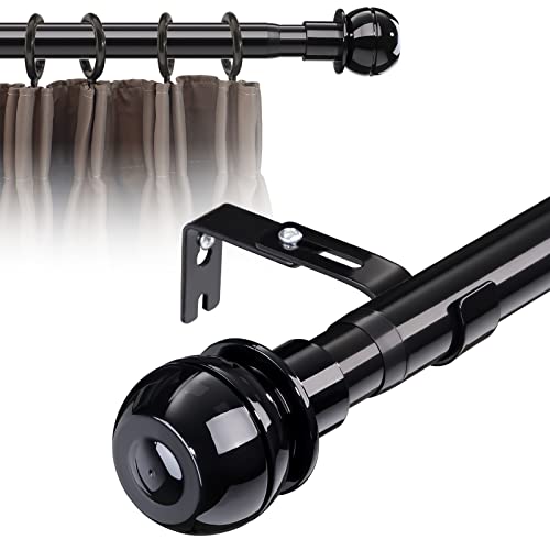 Bâton de rideau noir, tringle à rideau 76-240 cm, tringles à rideaux extensibles avec extrémités arrondies en acier inoxydable pour chambre à coucher, salon Cover