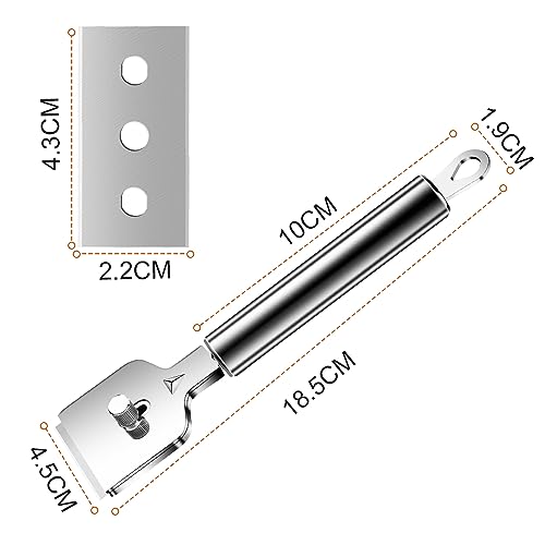 Foto von Flintronic Ceranfeldschaber Metall, Schaber Ceranfeld mit 24Pcs Ersatzklingen, Glasschaber Ceranfeld, Kochfeldschaber, Ceranfeld Kratzer Entfernen für Reinigung Von Backofen, Induktionskochfeld, Herd