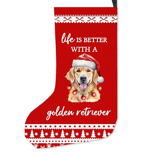 FIicy Golden Retriever Chaussettes de Noël pour chien Golden Retriever, décorations de Noël Golden Retriever, chaussettes de Noël à suspendre pour les amateurs de Golden Retriever