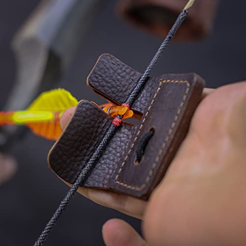 Shatterproof Archery Split Finger Archery Shooting Tab | Real Leather | Made In Usa (Right Hand Chrome Tan) #TOP4