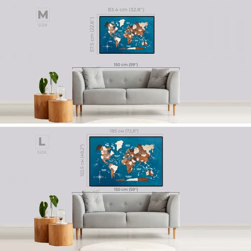 Enjoy The Wood Framed World Map Wall Art Wood Travel Decor 3D World Map On Board Wall Rustic Decoration Housewarming Gift (Large, Board, Multicolor) #TOP4