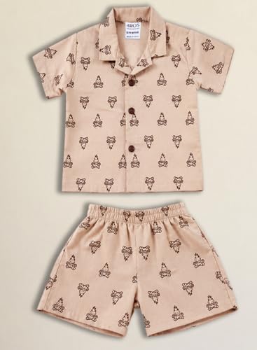 Image of 3BROS Baby Boys & Baby Girls Pure Cotton Clothing Set Casual Half Sleeves Shirt with Shorts Set For Boys & Girls