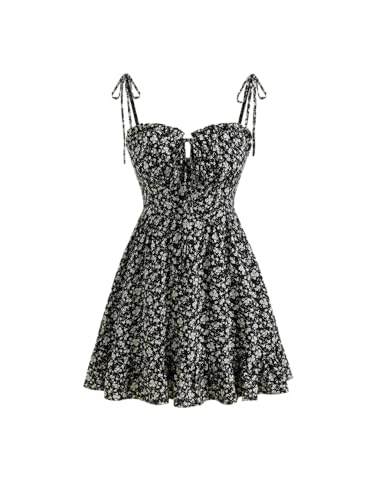 Image of CIDER Floral Dress for Women Summer Mini Sundresses Spaghetti Strap Cute Vacation Dresses Boho Casual Outfits