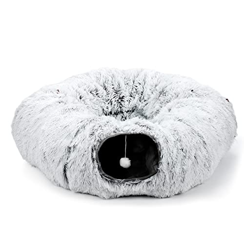 Haitral Plush 2-In-1 Cat Tunnel Bed,Cat Toys Cat Tube For Indoor Cats,Collapsible Washable Donut Cat Bed Cat Play Tunnel With Mat & Play Ball, Cat Cave Interactive Toys For Dog Bunny Cat Pet Supplies #TOP7